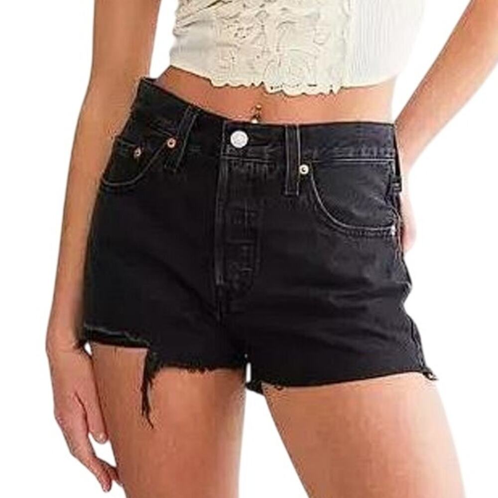LEVI'S Women's 501 Original Fit High Rise Shorts Size 33 In Black